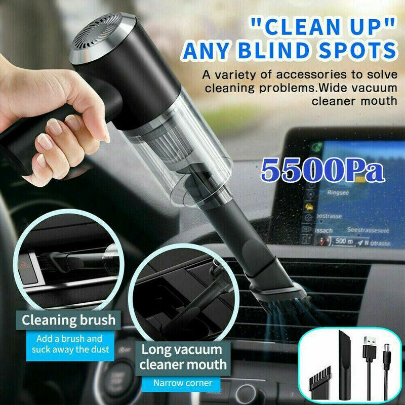 Aspiradora Portátil para Coche y Hogar – Alta Potencia y Recargable