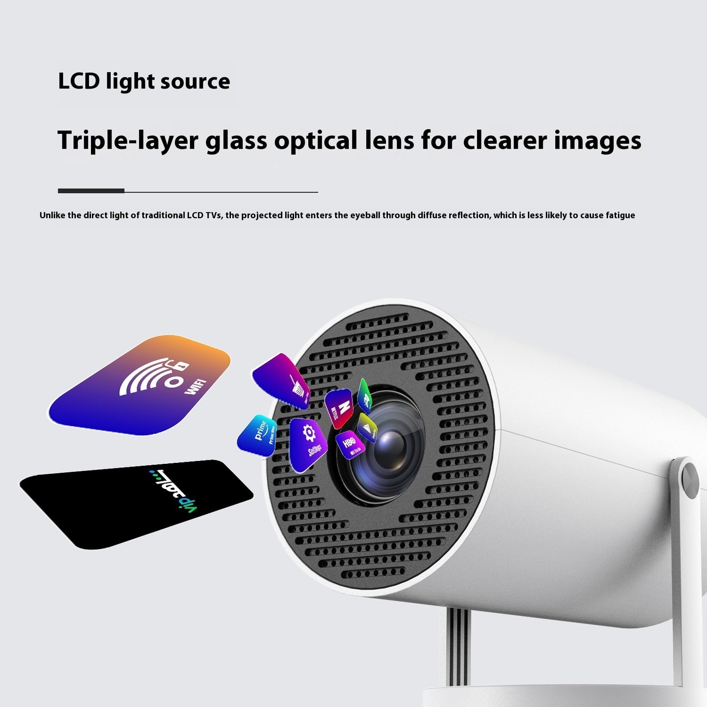 Proyector Portátil HY300 – 180° Rotación, Autoenfoque y Soporte 4K