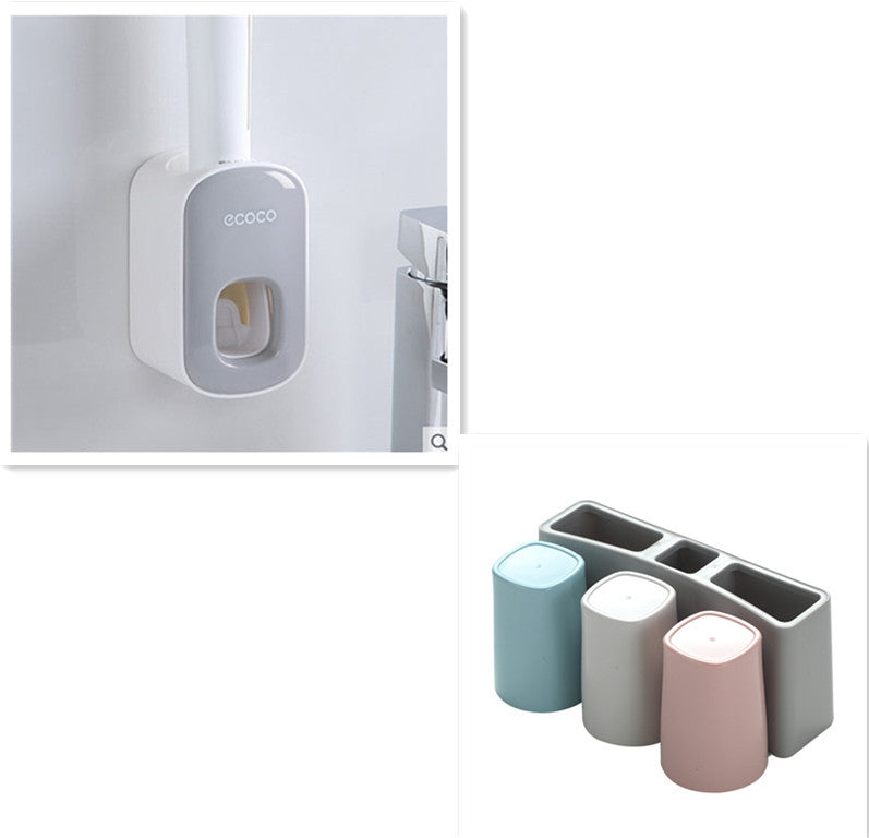 Dispensador Automático de Pasta de Dientes con Soporte para Cepillos – Montaje en Pared