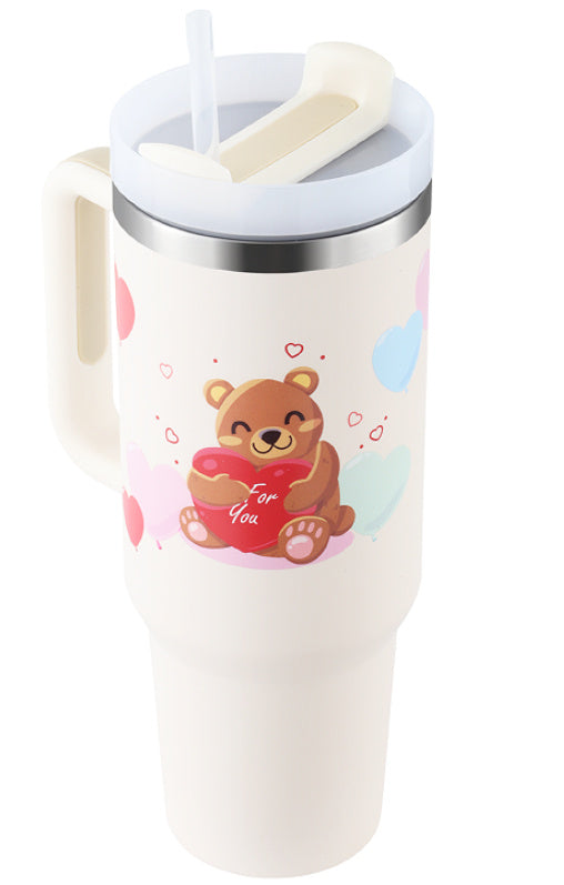 Vaso Térmico 40oz con Asa y Pajita – Acero Inoxidable, Aislado al Vacío, Antiderrames