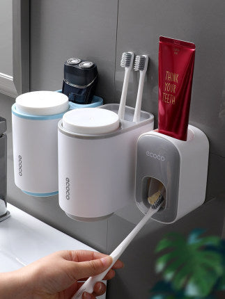 Dispensador Automático de Pasta de Dientes con Soporte para Cepillos – Montaje en Pared