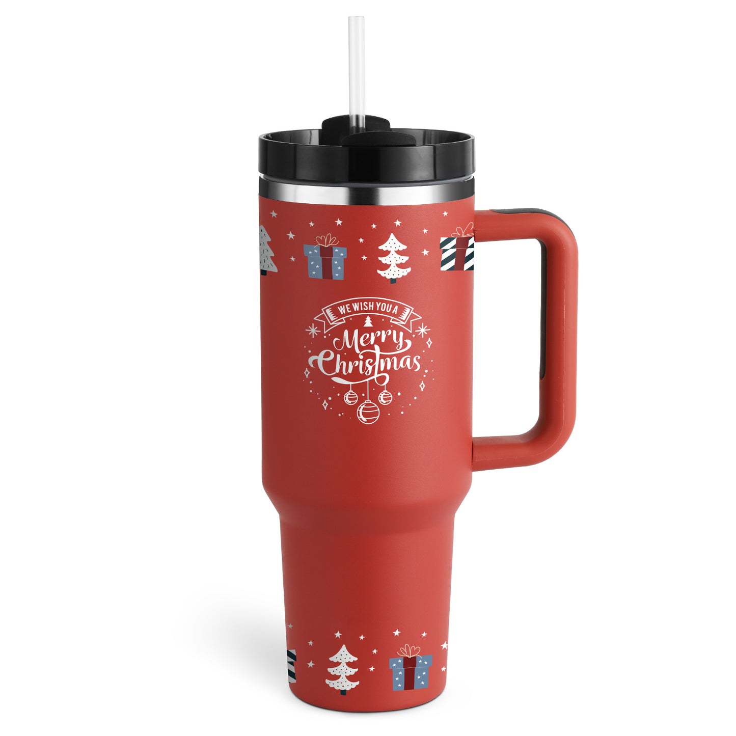 Vaso Térmico 40oz con Asa y Pajita – Acero Inoxidable, Aislado al Vacío, Antiderrames