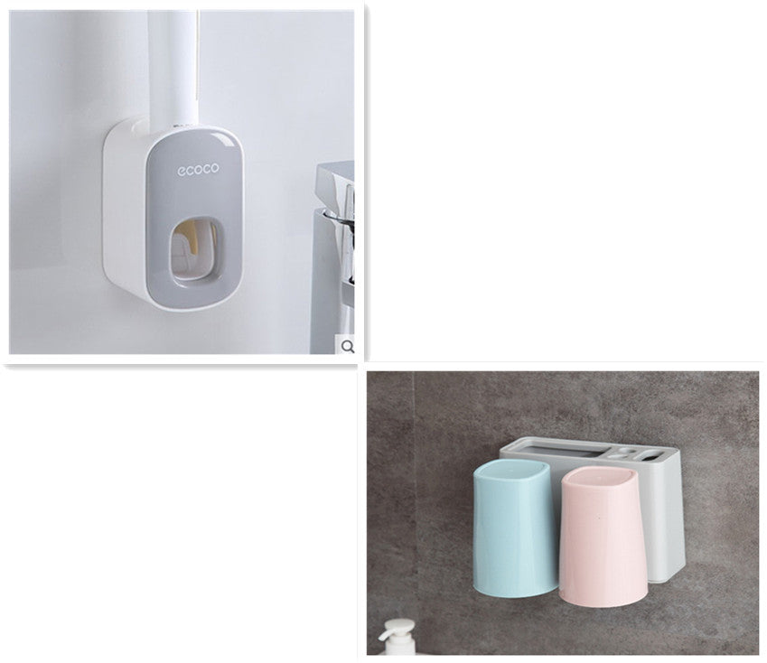 Dispensador Automático de Pasta de Dientes con Soporte para Cepillos – Montaje en Pared