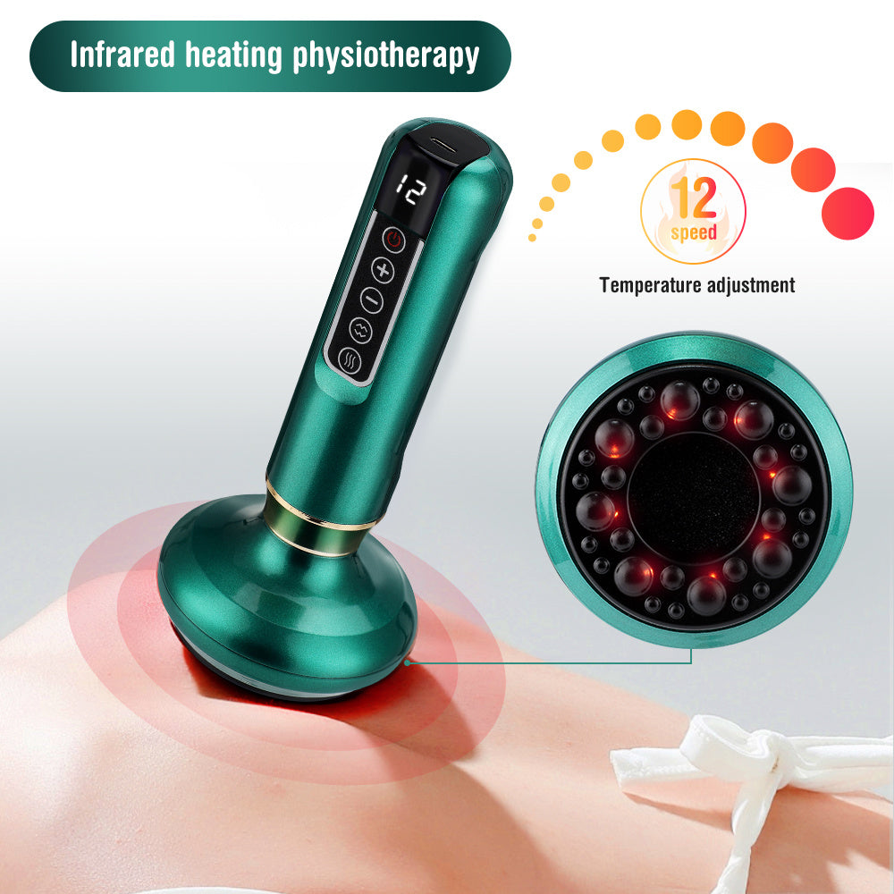 Masajeador Eléctrico de Cupping y Gua Sha – 6/12 Niveles, Calor Infrarrojo y Terapia Anticelulitis
