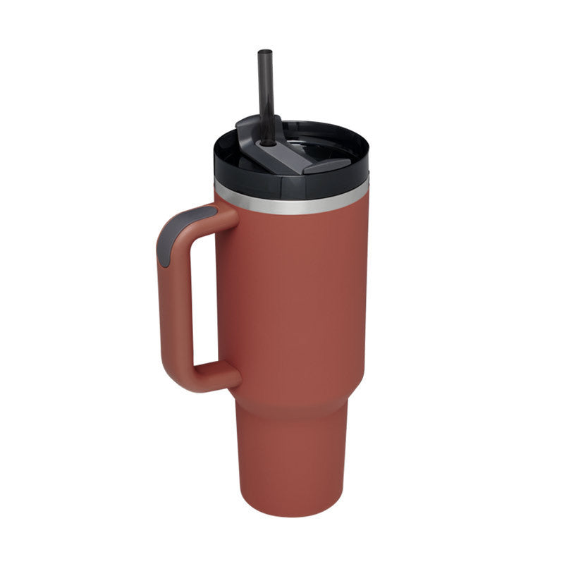 Vaso Térmico 40oz con Asa y Pajita – Acero Inoxidable, Aislado al Vacío, Antiderrames