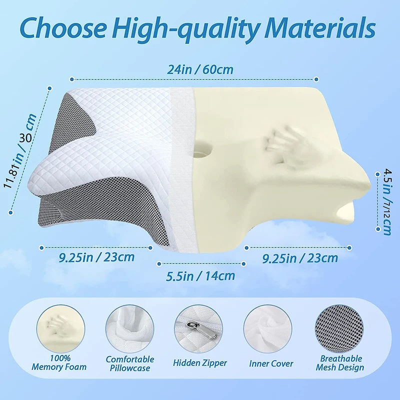 Almohada Cervical Viscoelástica Ortopédica – Contorno Ergonómico 2 en 1 para Dolor de Cuello