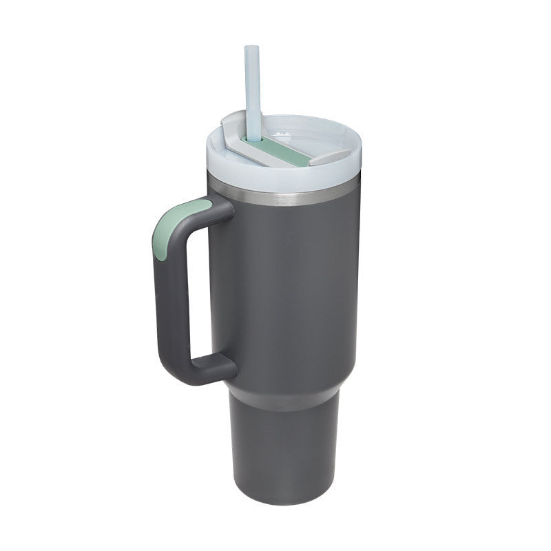 Vaso Térmico 40oz con Asa y Pajita – Acero Inoxidable, Aislado al Vacío, Antiderrames