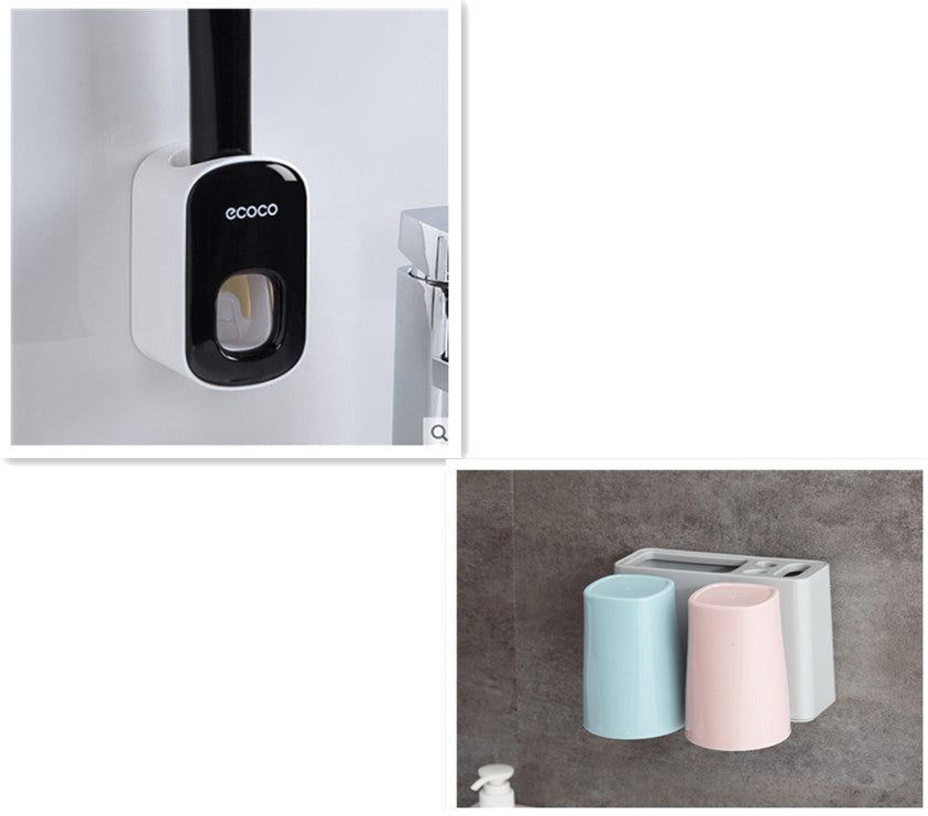 Dispensador Automático de Pasta de Dientes con Soporte para Cepillos – Montaje en Pared