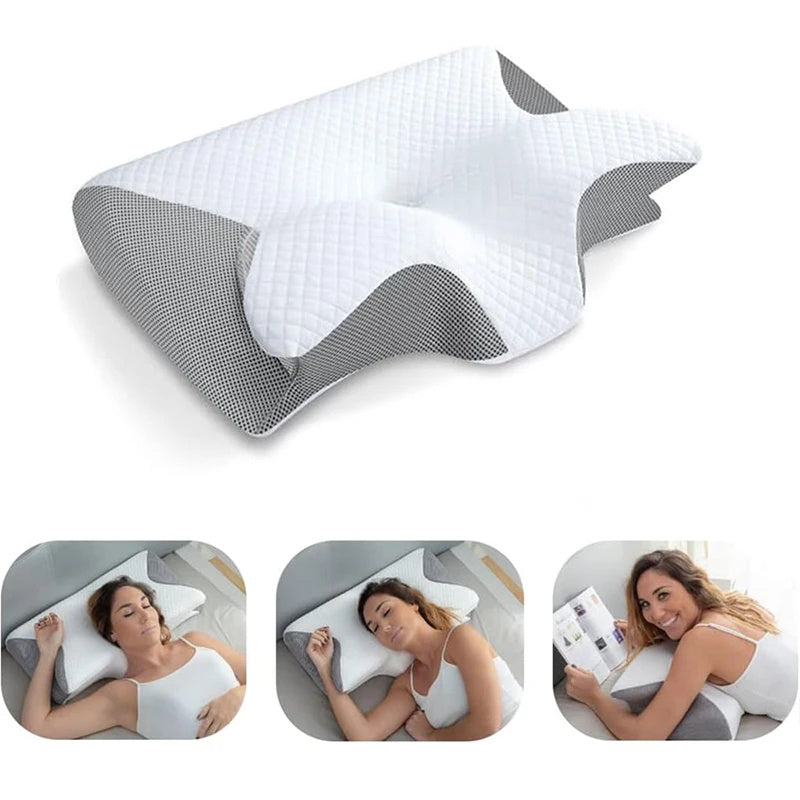 Almohada Cervical Viscoelástica Ortopédica – Contorno Ergonómico 2 en 1 para Dolor de Cuello