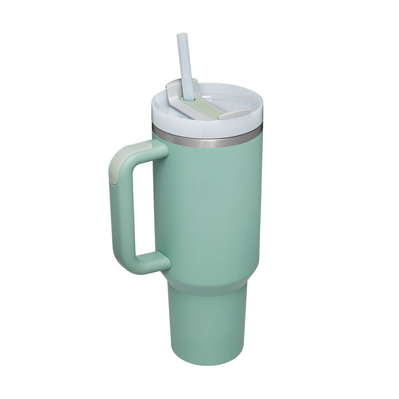 Vaso Térmico 40oz con Asa y Pajita – Acero Inoxidable, Aislado al Vacío, Antiderrames