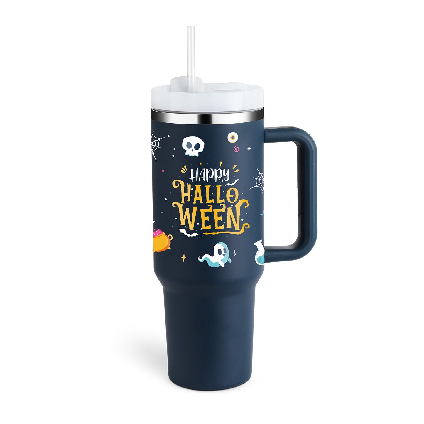 Vaso Térmico 40oz con Asa y Pajita – Acero Inoxidable, Aislado al Vacío, Antiderrames