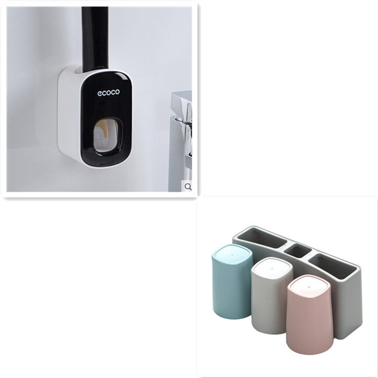 Dispensador Automático de Pasta de Dientes con Soporte para Cepillos – Montaje en Pared