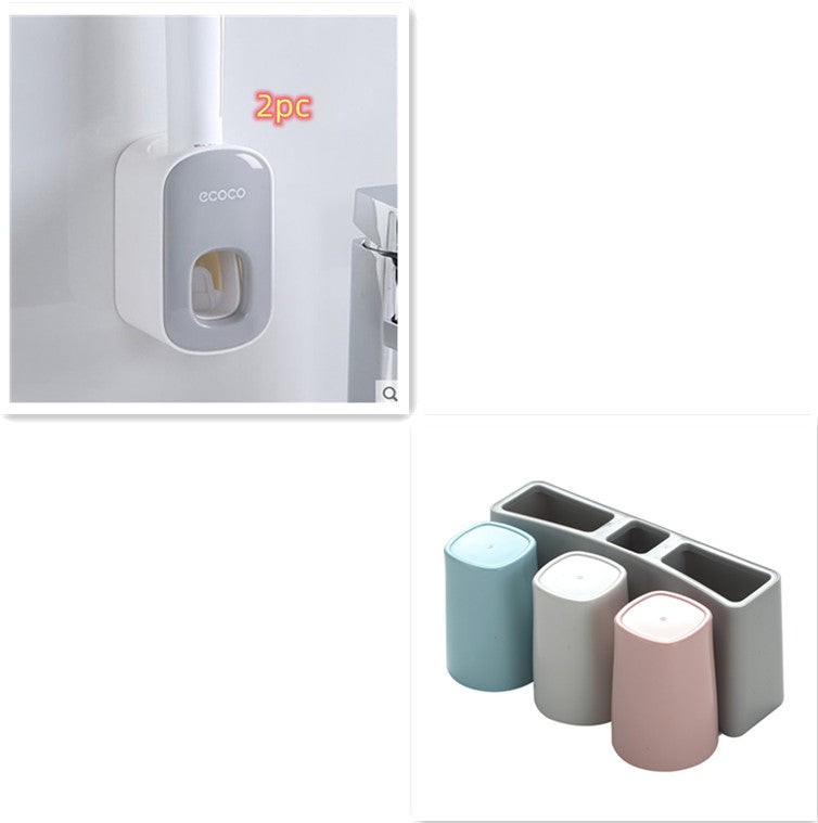 Dispensador Automático de Pasta de Dientes con Soporte para Cepillos – Montaje en Pared