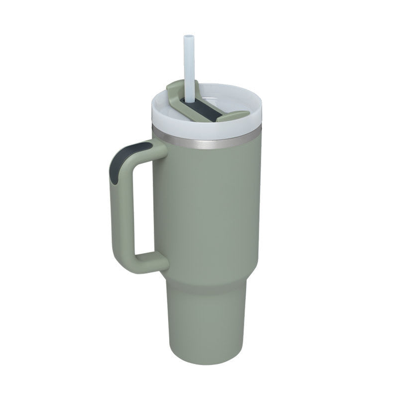 Vaso Térmico 40oz con Asa y Pajita – Acero Inoxidable, Aislado al Vacío, Antiderrames