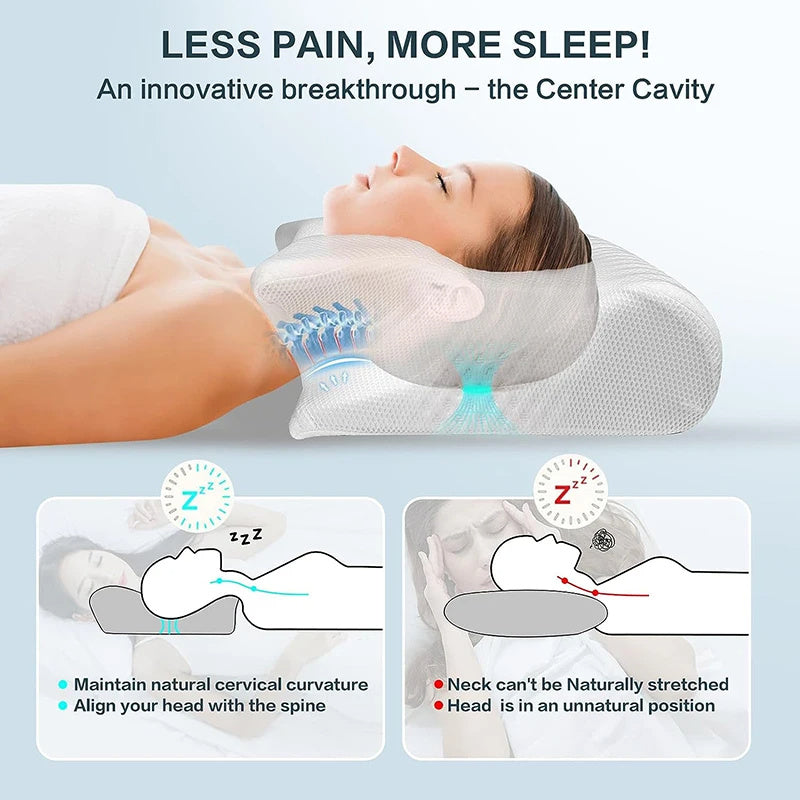 Almohada Cervical Viscoelástica Ortopédica – Contorno Ergonómico 2 en 1 para Dolor de Cuello
