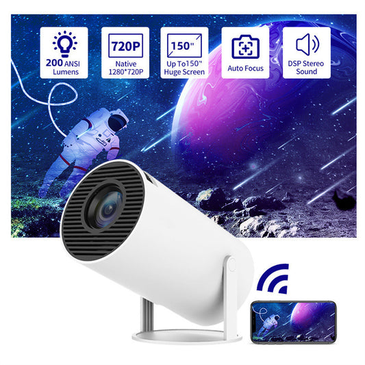 Proyector Portátil HY300 – 180° Rotación, Autoenfoque y Soporte 4K