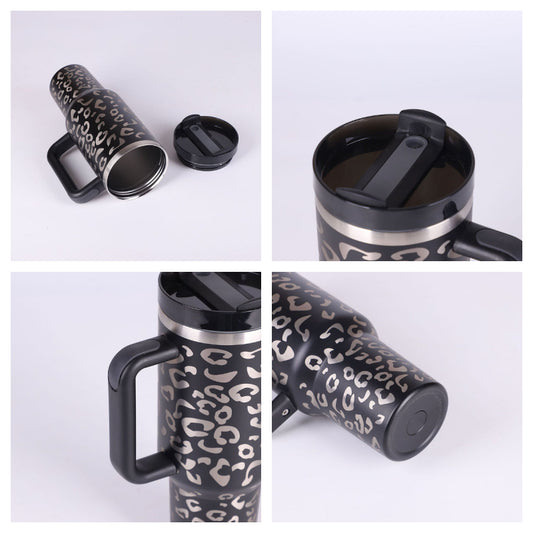 Vaso Térmico 40oz con Asa y Pajita – Acero Inoxidable, Aislado al Vacío, Antiderrames