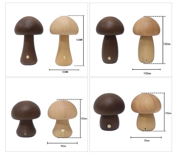 Lámpara LED de Mesa en Forma de Seta – Luz Nocturna de Madera con Toque
