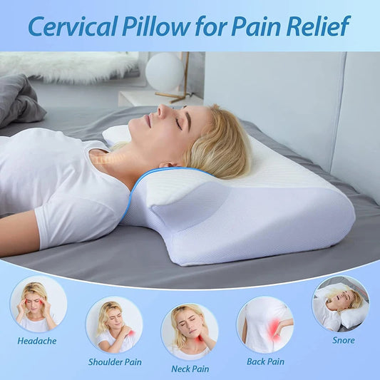 Almohada Cervical Viscoelástica Ortopédica – Contorno Ergonómico 2 en 1 para Dolor de Cuello